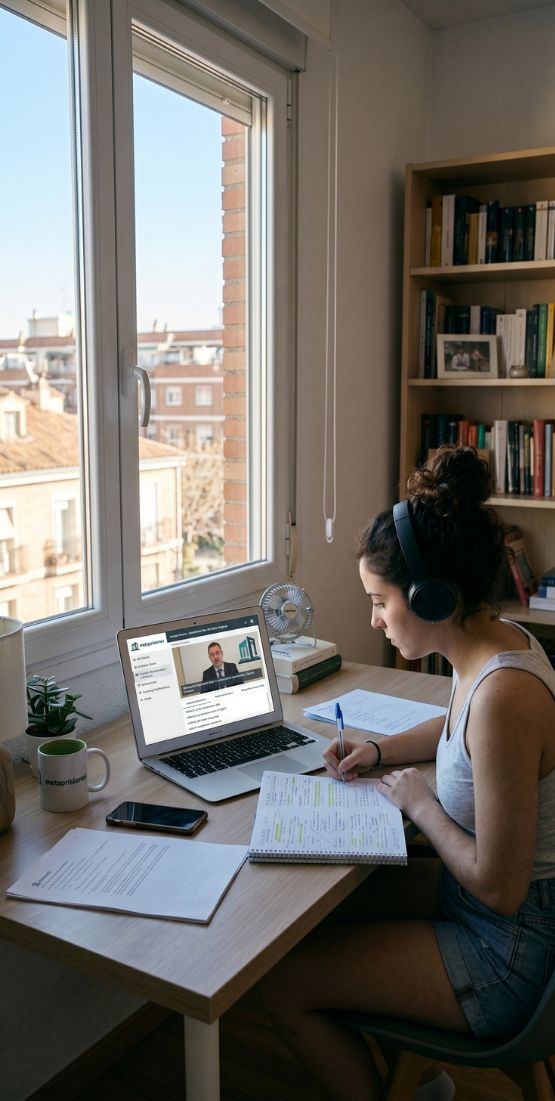 Opositor estudiando intensamente para Instituciones Penitenciarias